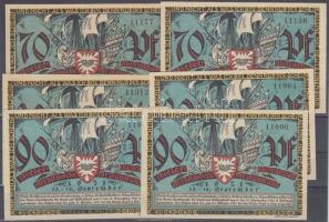 Német Birodalom / Kieler Banf in Kiel 1921. 6db klf városi szükségpénz T:I Germany / Empire / Kieler Banf in Kiel 1921. 6pcs of different city banknotes C:UNC