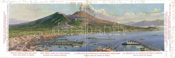 Naples, Napoli; Mount Vesuvius, railway, Eremo hotel, panoramacard