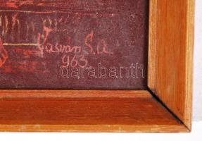 Vasvári jelzéssel: Női akt. Kaparás, farost, keretben 30×20 cm