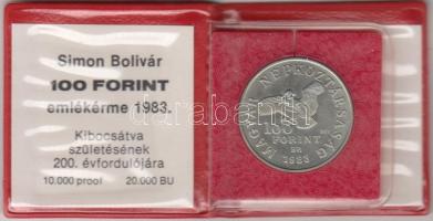 1983. 100Ft "Simon Bolivár" alpakka T:BU Eredeti tokban, tanúsítvánnyal!