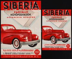 cca 1940 Siberia fagyálló folyadék 2 db reklámnyomtatvány Klösz Gy. nyomdája