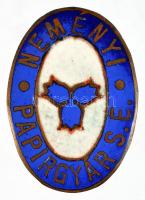 ~1930. "Neményi Papírgyár S.E." zománcozott Br gomblyukjelvény  T:2