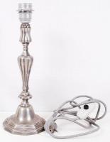 Jelzett ón gyertyatartó, bekötve, fém foglalattal, m:38 cm