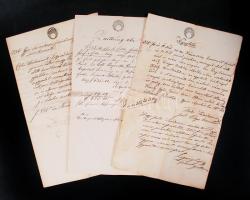 1851-1853 3 db szignettás nyugta 1G, 2G, 4G / Documents with signetta