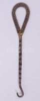 Régi fém cipőgomboló "Dóczi Mór Budapest" felrattal / Vintage metal shoe button hook, 11 cm
