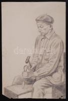 Domanovszky jelzéssel: Munkás. Ceruza, papír, kis szakadás, 30×20 cm