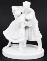 Herendi locsolkodó pár, fehér mázas, jelzett (mélynyomás), hibátlan, m:25 cm