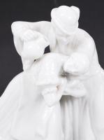 Herendi locsolkodó pár, fehér mázas, jelzett (mélynyomás), hibátlan, m:25 cm