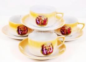 Zsolnay hiányos teás készlet, matricás, jelzett, hibátlan