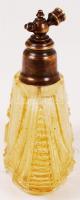 Antik parfümös üveg, réz rátéttel, m:9 cm