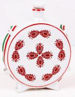 Hollóházi pálinkás kulacs dugóval, matricás, jelzett, hibátlan, m:16 cm