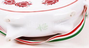 Hollóházi pálinkás kulacs dugóval, matricás, jelzett, hibátlan, m:16 cm