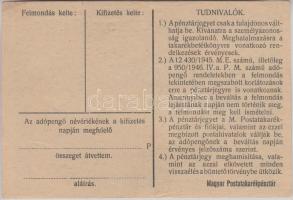 1946. 1.000.000AP nem kamatozó pénztárjegy "Másra Át Nem Ruházható" vízjeles papíron T:II-...