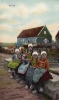 Marken girls in traditional costumes, folklore