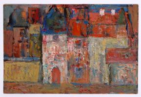 Feier Péter: Házak. Olaj, karton, jelzett, 20×30 cm