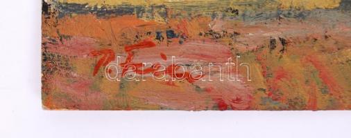 Feier Péter: Házak. Olaj, karton, jelzett, 20×30 cm