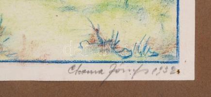 Choma József (1901-1969): Mátrafüred. Vegyes technika, papír, jelzett, üvegezett keretben 22×28 cm