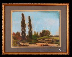 Choma József (1901-1969): Tájkép. Pasztell, papír, jelzett, üvegezett keretben 22×28 cm
