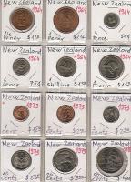 Új-Zéland 1964. 1/2P, 1P, 3P, 6P, 1Sh, 1Fl + 1973. 1c, 2c, 5c, 10c, 50c T:1/2