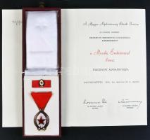 1984. "Munka Érdemrend" bronz fokozata Br zománcozott kitüntetés miniatűrrel és szalagsávval dísztokban és adományozói okirattal T:1