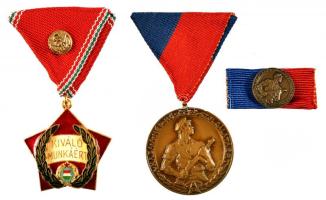 1964. Munkásőr kitüntetés mellszalaggal, szalagsávval és miniatűrrel, dísztokban + ~1970. "Kiváló Munkáért MÉM" dolgozóknak kitüntetés adományozói tokban T:1