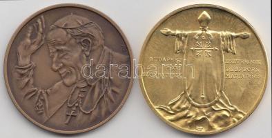 Kiss György (1943-) 1991. "II.János Pál pápa látogatása - Esztergom" aranyozott Br emlékér...