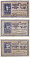 1918. 25K "hullámos" 2 klf típusban! + 25K "sima" hátlappal, felső keretnél látványos lemezhibával! T:II