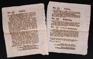 1839 Német nyelvű rendőrségi körözés egy bécsi gyilkosság után elrabolt értékekről, 2 lap.