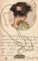 Lady, litho, Raphael Kirchner