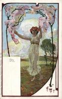 Dél / Midday, lady, Art Nouveau