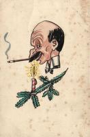 Gróf Bethlen István, humour, hand painted (fa)