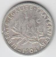 Franciaország 1904. 1Fr Ag T:3 France 1904. 1 Franc Ag C:F