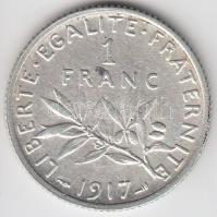 Franciaország 1917. 1Fr Ag T:2- France 1917. 1 Franc Ag C:VF