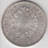 Franciaország 1974. 50Fr Ag "Herkules csoport" T:1- France 1974. 50 Francs Ag "Hercules group" C:AU