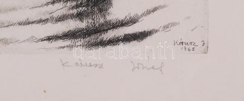 Kórusz József (1927-2010): Halászok. Rézkarc, papír, jelzett, üvegezett keretben, 20×30 cm