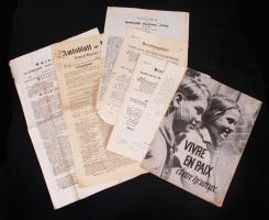 1842-1893 Osztrák újságok (4 db), Hamburgi háziasszonyok című újság, illetve francia újság (Vivre en paix) az 1950-es évekből.