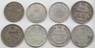 Oroszország 1912/1914/1915. 10k Ag (3db) + 1907/1908/1914/1915/1916. 15k Ag (5db) T:vegyes Russia 1912/1914/1915. 10 kopeks Ag (3pcs) + 1907/1908/1914/1915/1916. 15 kopeks Ag (5pcs) C:mixed