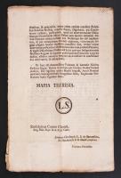Mária Terézia által kiadott törvényi előírások kereskedelmi és egyéb ügyekben, 6 oldalon