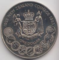 Új-Zéland 1983. 1$ "50. éves az Új-Zélandi pénzverés" T:1 plasztiktokban New Zealand 1983. 1 Dollar "50 Years of New Zealand Coinage" C:Unc in plastic case