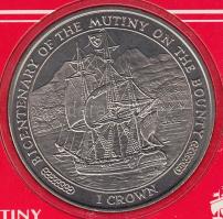 Man-sziget 1989. 1C "Lázadás a Bounty hajón" T:BU plasztik tokban Isle of Man 1989. 1 Crown "Mutiny on the Bounty" C:BU in plastic case