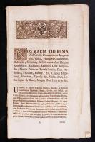 1770 Mária Terézia által kiadott törvényi előírások egészségügyi témában,67 oldalon.