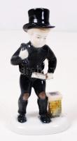 Kéményseprő német porcelán figura, kézzel festett, jelzett, hibátlan, m:14 cm