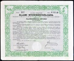 Budapest 1941. "4%-kal kamatozó állami nyereménykölcsön - államadóssági kötvény" 100P-ről (1x) és 200P-ről (3x) szelvényekkel, szárazpecséttel, tájékoztatóval T:II,III