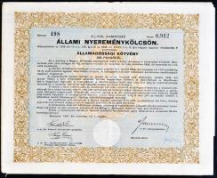 Budapest 1941. "4%-kal kamatozó állami nyereménykölcsön - államadóssági kötvény" 100P-ről ...
