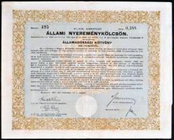 Budapest 1941. "4%-kal kamatozó állami nyereménykölcsön - államadóssági kötvény" 100P-ről ...