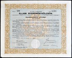 Budapest 1941. "4%-kal kamatozó állami nyereménykölcsön - államadóssági kötvény" 100P-ről ...