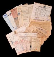 1864-1947 Vegyes számlák (díjszelvény, csekkszámlakivonat), több illetékbélyeggel ellátva (56 db).