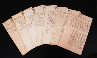 1851 Jegyzőkönyvi kivonatok (főként a győri járásbíróságé), levelek, 1 guldenes papíron (7 db).