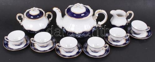 Zsolnay Pompadour II. kávés készlet, összesen: 15 db, jelzett, hibátlan/ Flawless Zsolnay chinaware ...