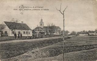 Egyházashollós, Katolikus templom, plébánia, iskola (Rb)